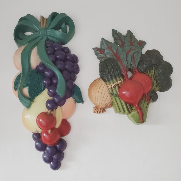 Vintage Plastic Fruit Vegetable Wall Decor Kitsch